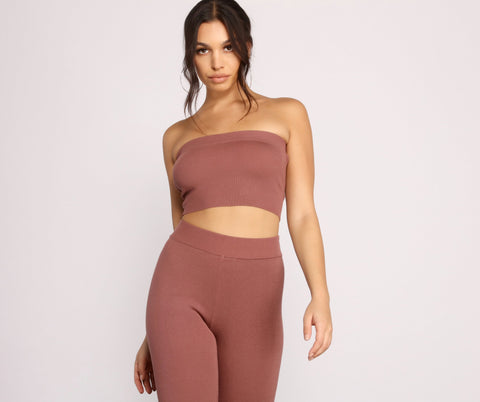 Keeping Knit Casual Crop Tube Top