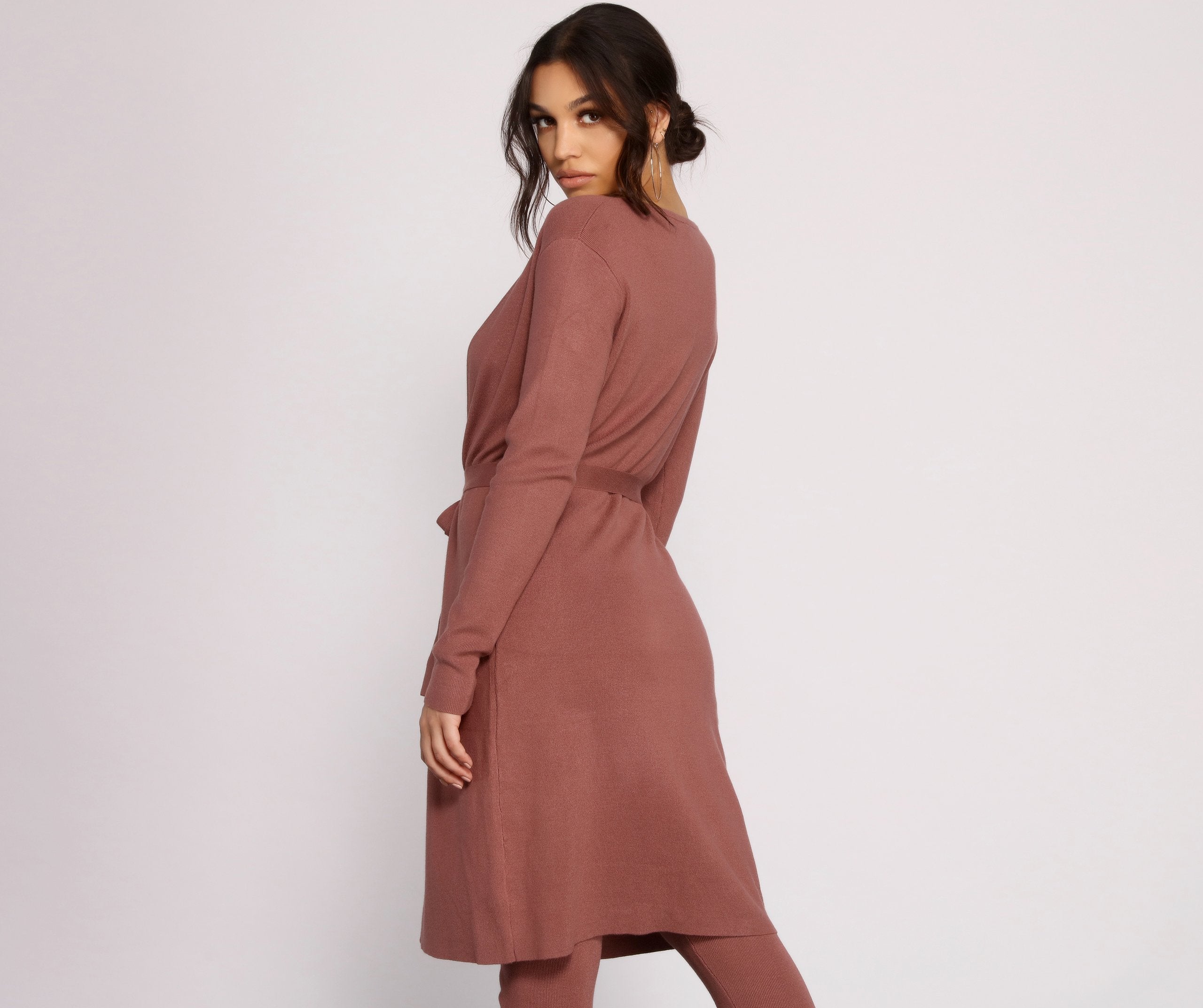 Keeping Knit Casual Tie Waist Duster
