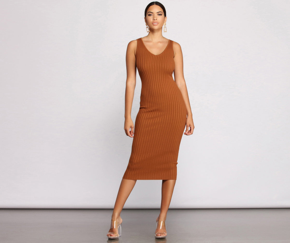 Keepin' Knit Chic Midi Sweater Dress