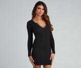 In A Snap Long Sleeve Ribbed Dress