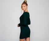 In A Snap Long Sleeve Ribbed Dress