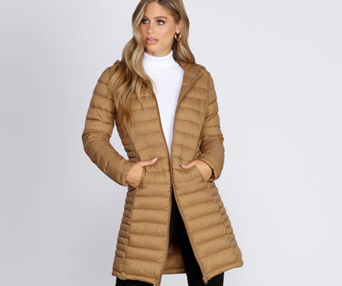 Long Puffer Hooded Jacket