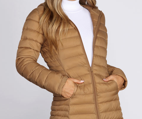 Long Puffer Hooded Jacket