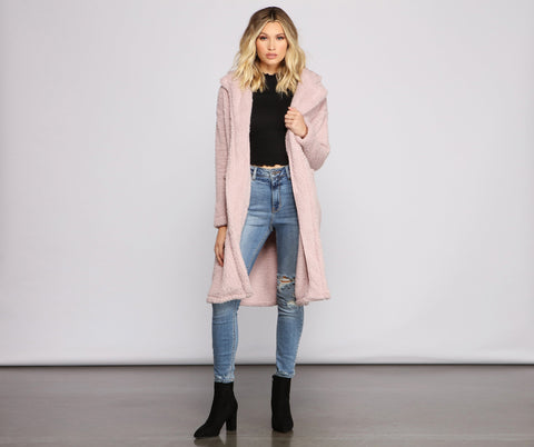 Fuzzy Fleece Long Teddy Coat