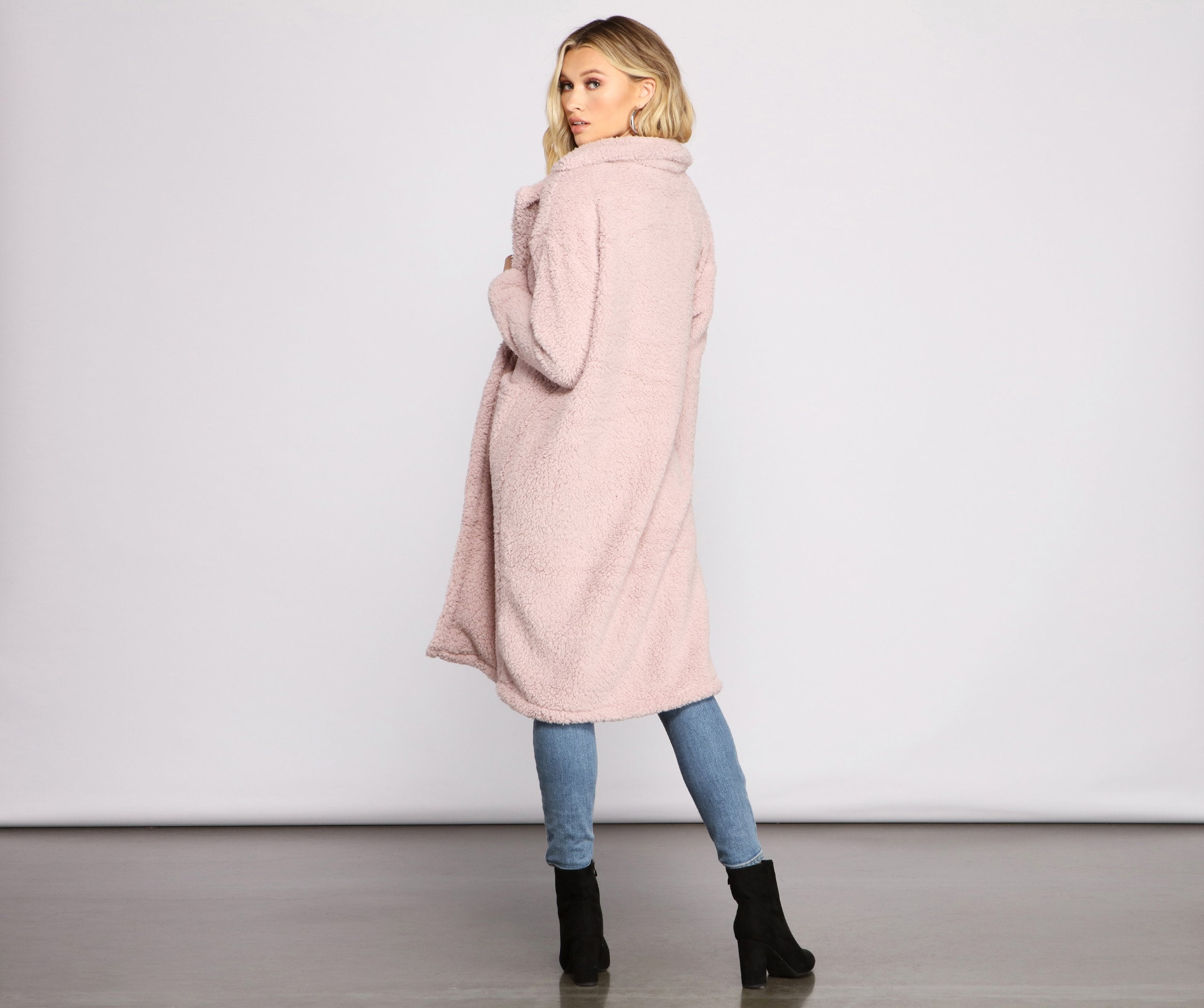 Fuzzy Fleece Long Teddy Coat