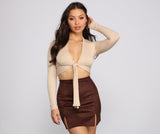 Essential Ribbed Knit Tie-Front Top