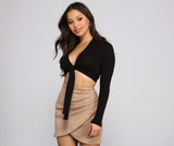 Essential Ribbed Knit Tie-Front Top