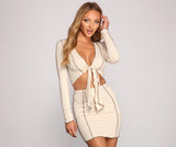 Trendy Ribbed Knit Tie-Front Top