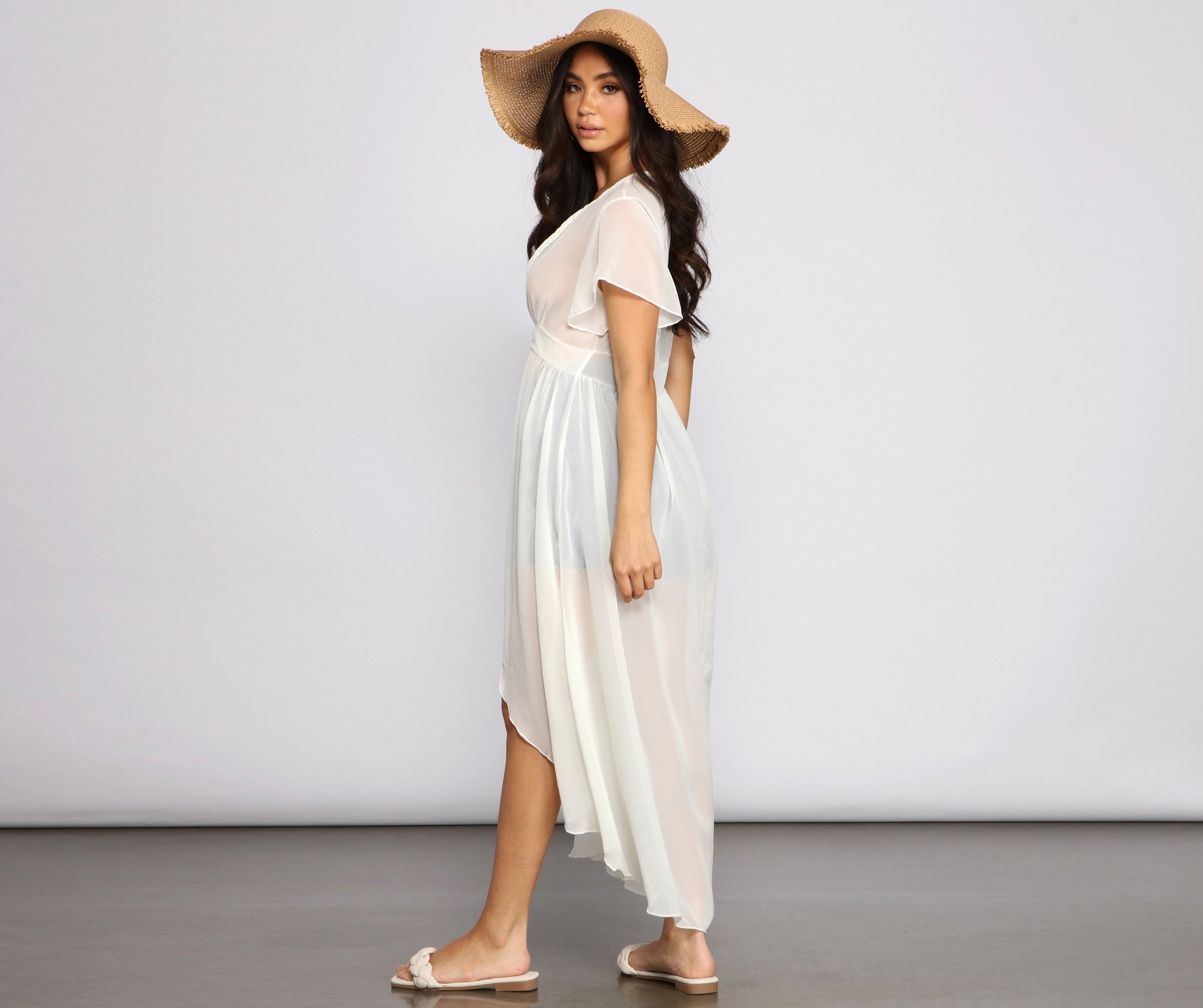Flirty And Fluttery Chiffon High Low Duster