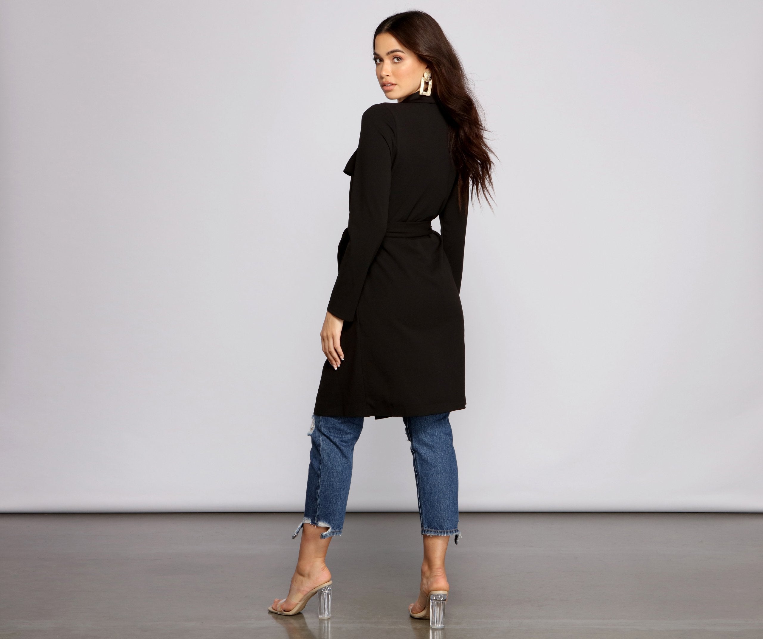 Girl On The Go Tie Front Trench