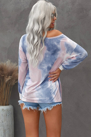 Tie-dye Pullover Boat neck Sweatshirt