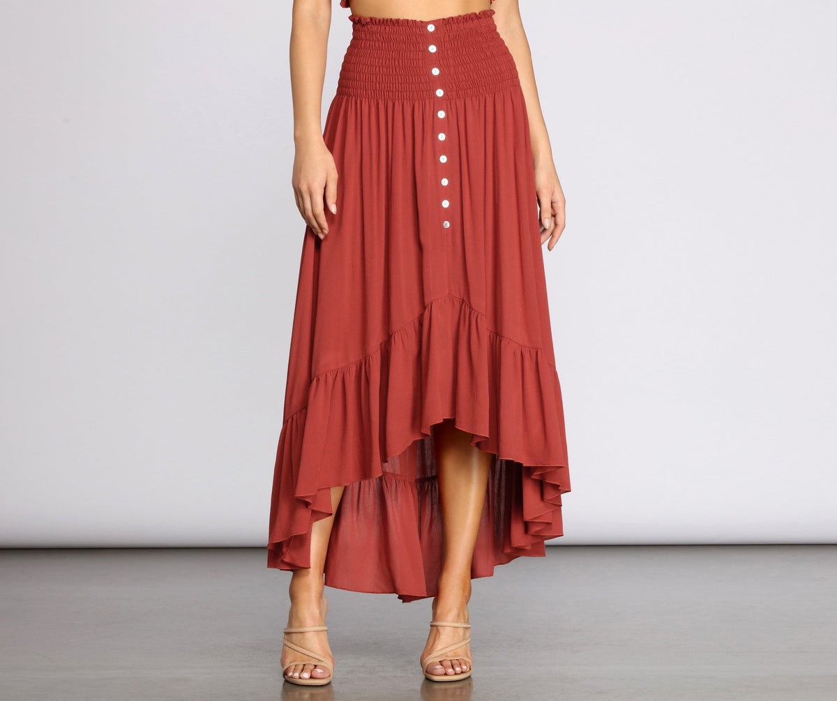 Dreamy Boho Ruffle Hem Maxi Skirt