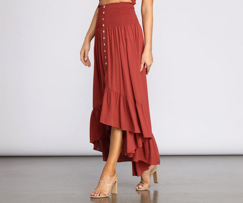 Dreamy Boho Ruffle Hem Maxi Skirt