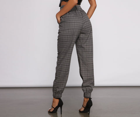 High Waist Plaid Joggers