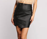 Edgy-Chic Coated Faux Leather Mini Skirt