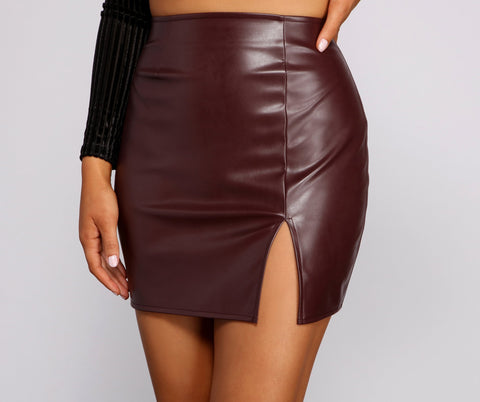 High Waist Faux Leather Mini Skirt