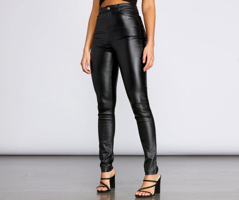 High Waist Faux Leather Skinny Pants