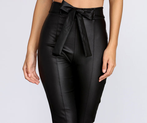 High Waist Faux Leather Skinny Pants