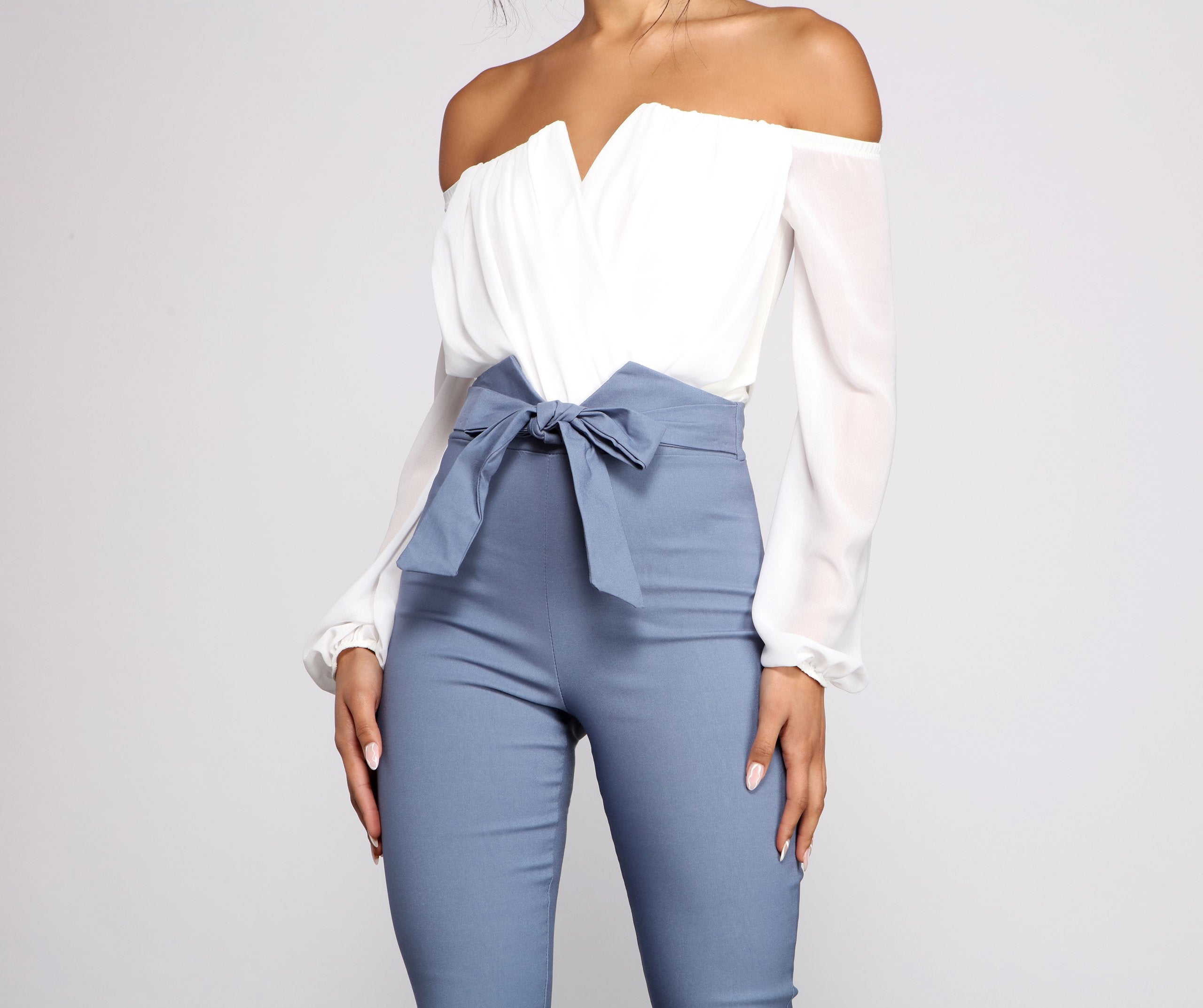 High Waist Tie Front Skinny Pants