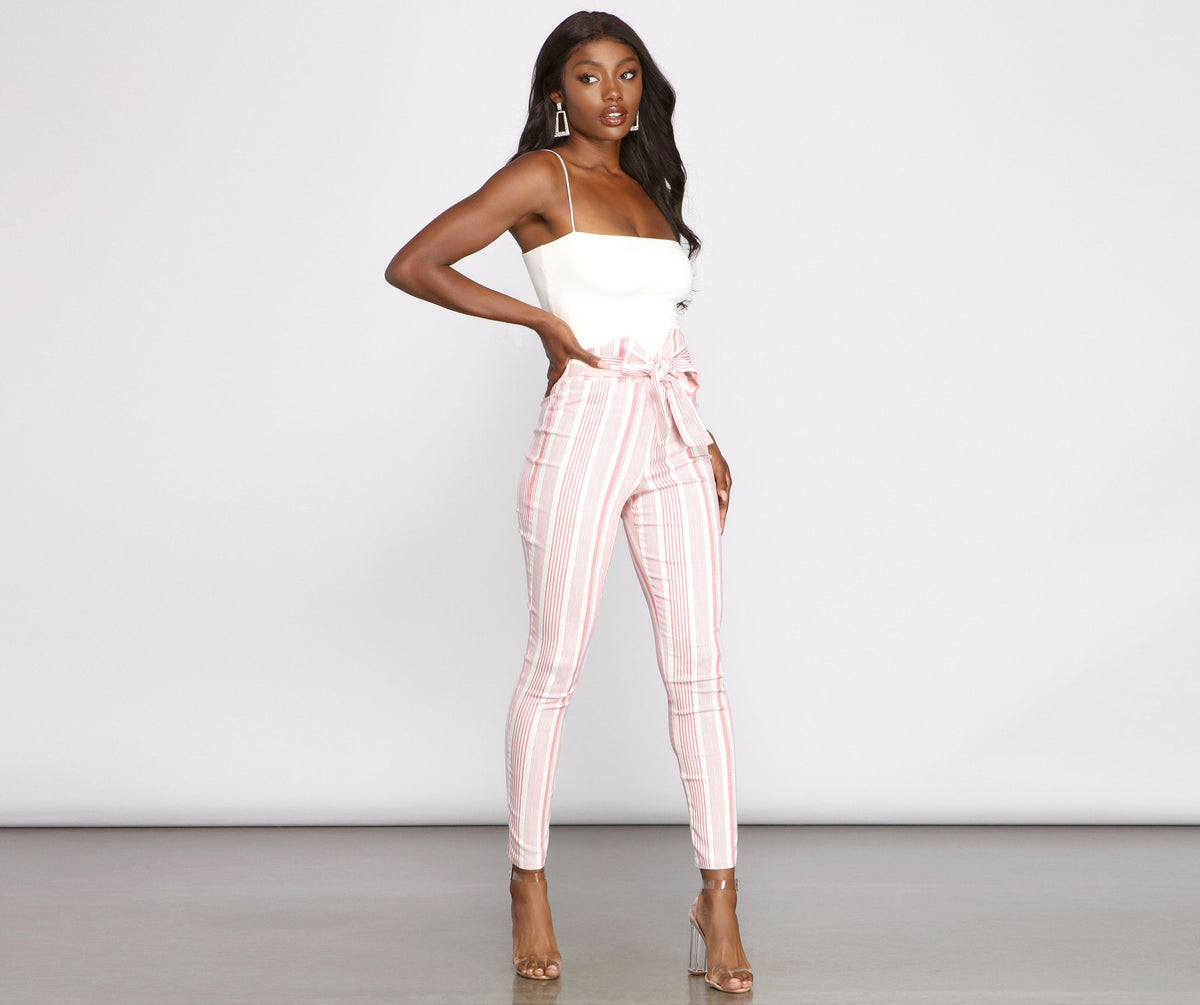 High Waist Skinny Striped Pants