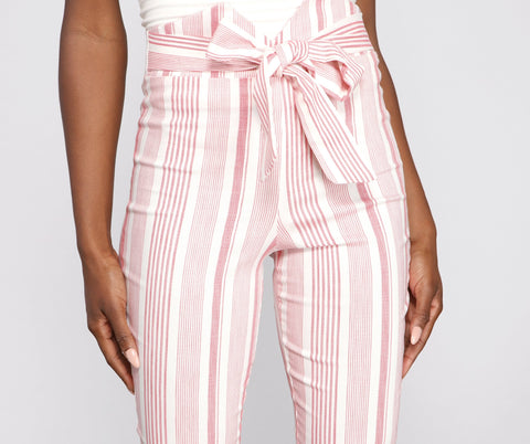 High Waist Skinny Striped Pants