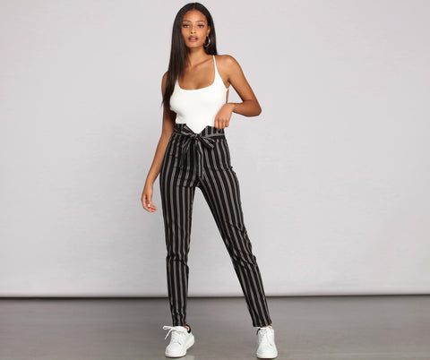 High Waist Skinny Striped Pants