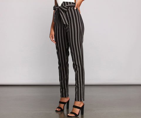 High Waist Skinny Striped Pants