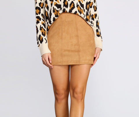 Fall Ready Faux Suede Mini Skirt