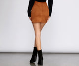 Faux Suede Lace Up Mini Skirt