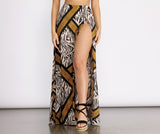 Zebra Print High Slit Maxi Skirt