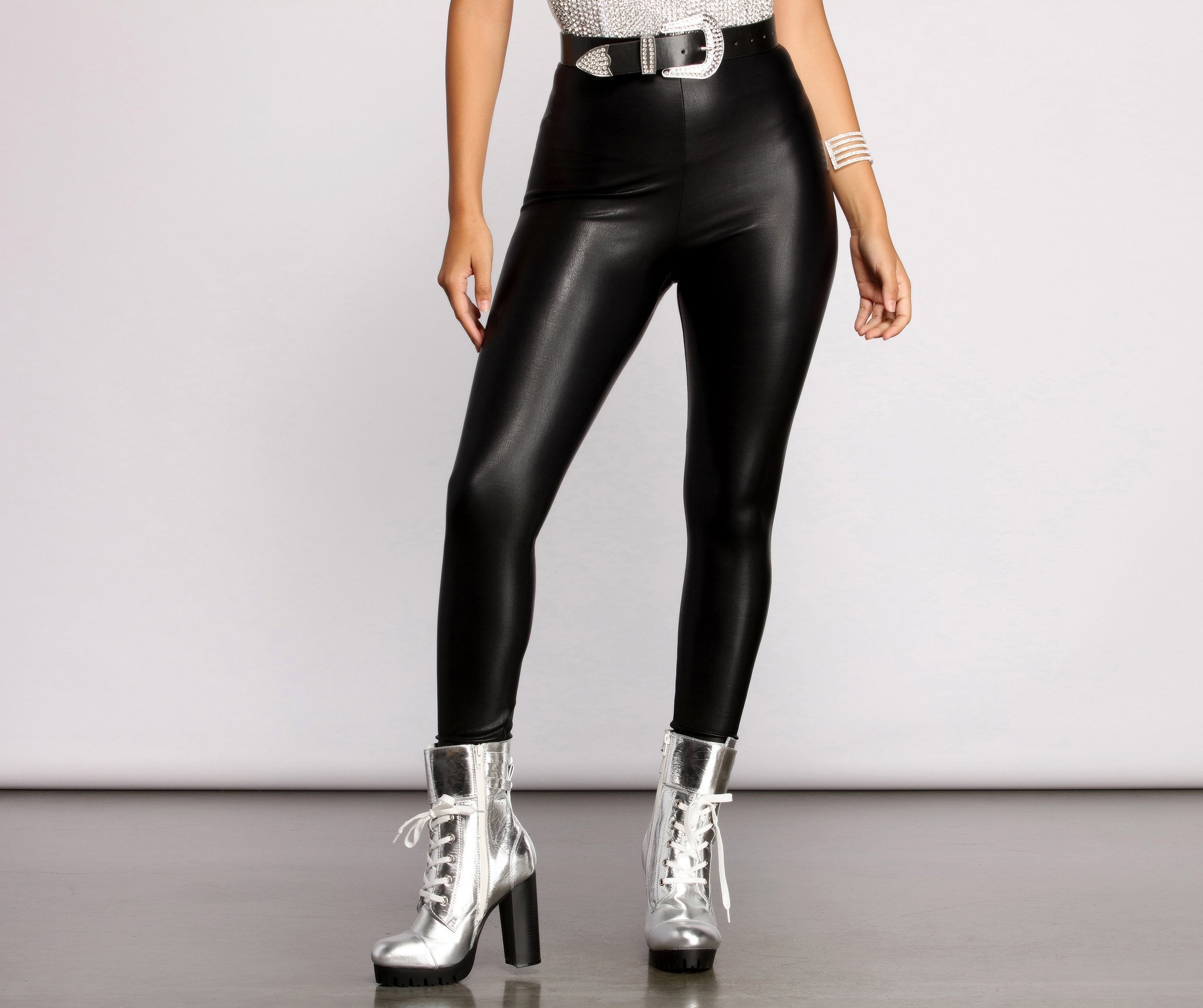 High Waist Faux Leather Leggings