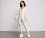 Feeling Casual Ribbed Surplice Jumpsuit