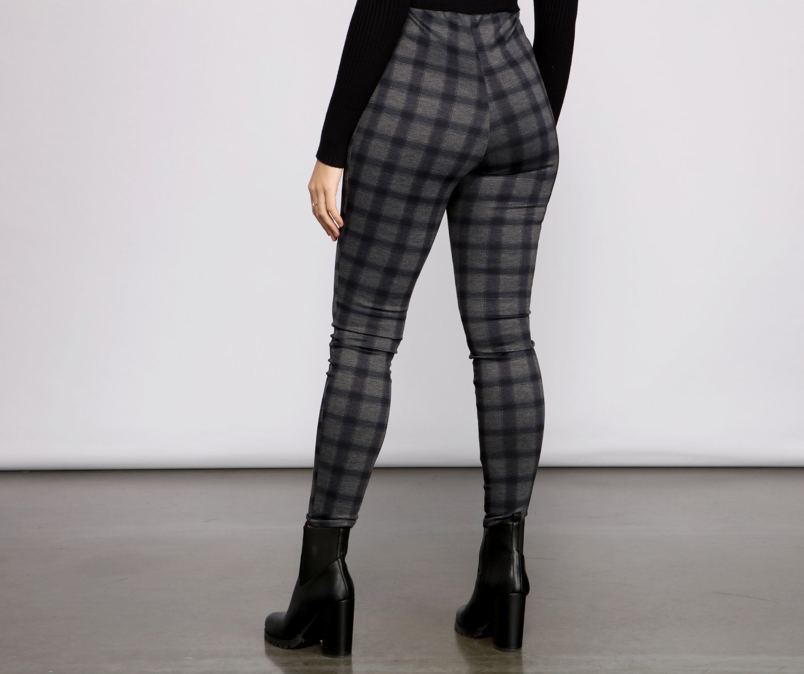 The One High Waist Plaid Pants