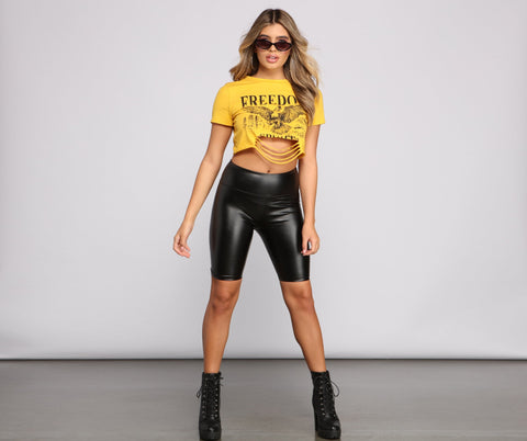 Faux Leather Biker Shorts