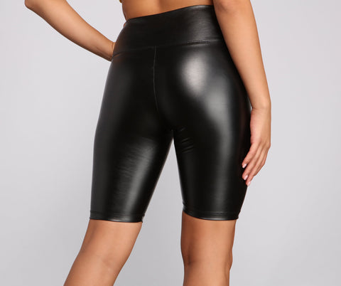 Faux Leather Biker Shorts