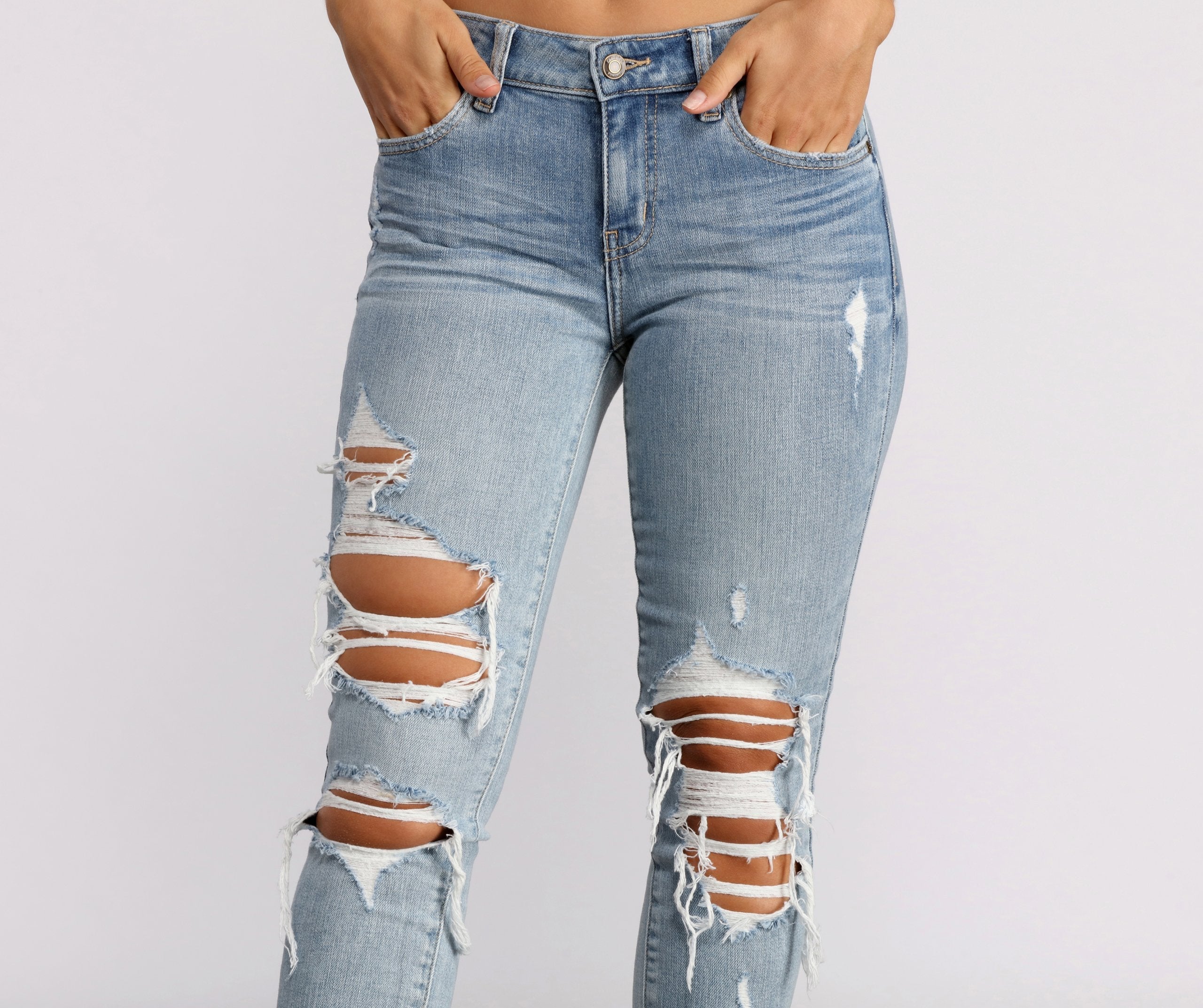 Jude Mid Rise Destructed Skinny Jeans