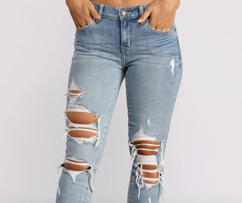 Jude Mid Rise Destructed Skinny Jeans