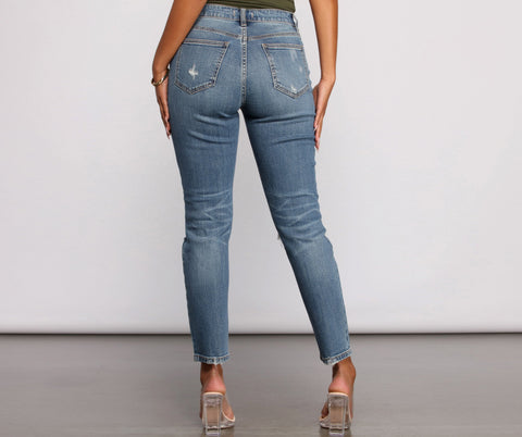 Tobi High Rise Destructed Mom Jeans