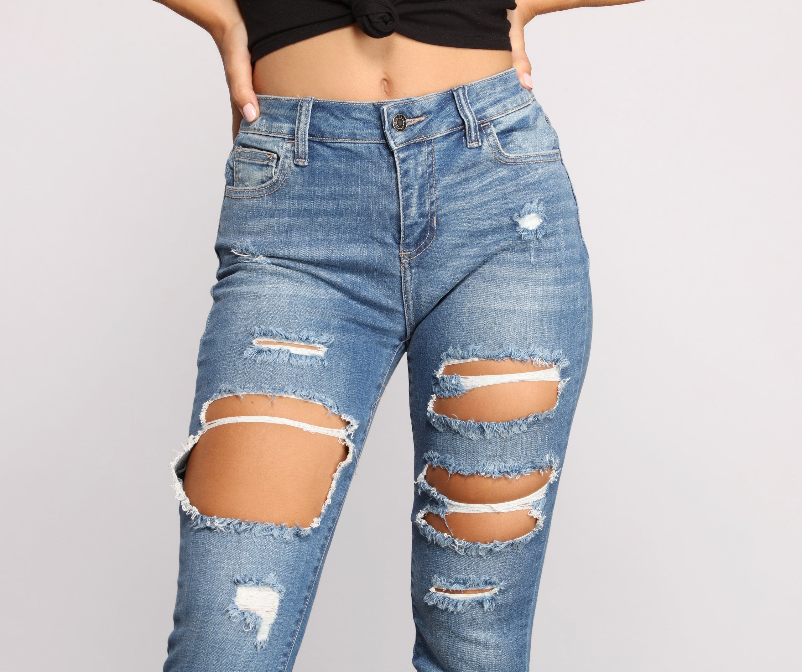 Edgy Appeal Mid Rise Cropped Skinny Jeans
