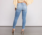 Mid Rise Frayed Cropped Skinny Jeans