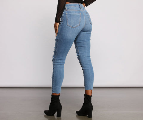 High Rise Edgy Skinny Jeans im Distressed-Look