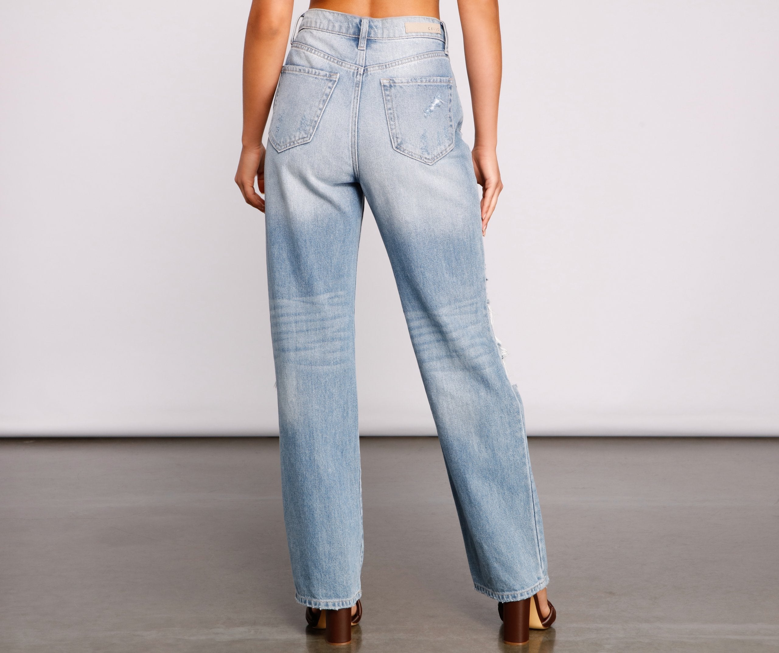 High-Rise Destructed Boyfriend Jeans