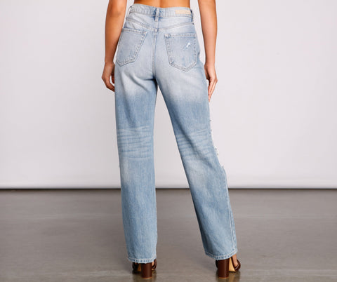 High-Rise Destructed Boyfriend Jeans