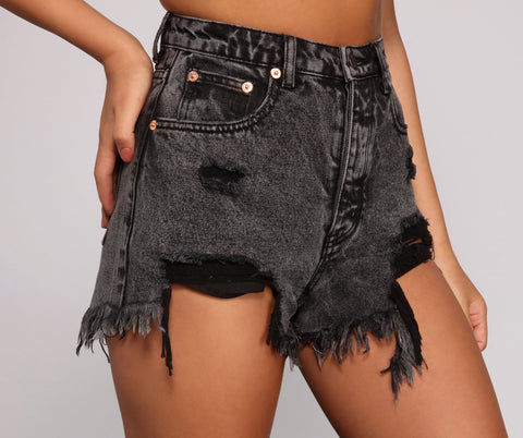 Edgy Vibes Acid Wash Denim Shorts