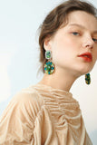 Green Dimond Dangle Earrings
