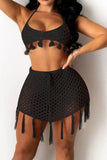 Crochet Tassel Top With Skirt Set
