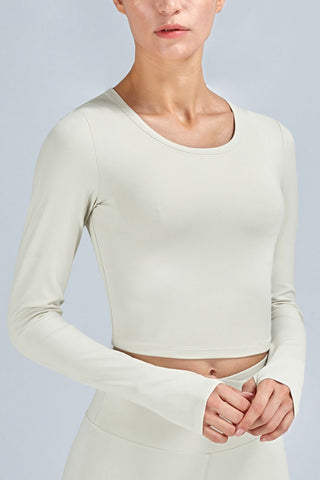 Breathable Cropped Long Sleeve Sports Top