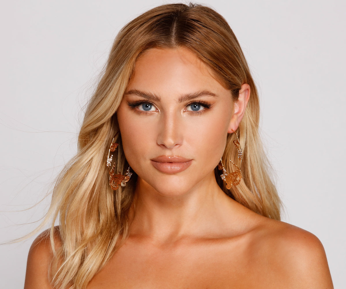 Feelin' Flirty Butterfly Hoop Earrings