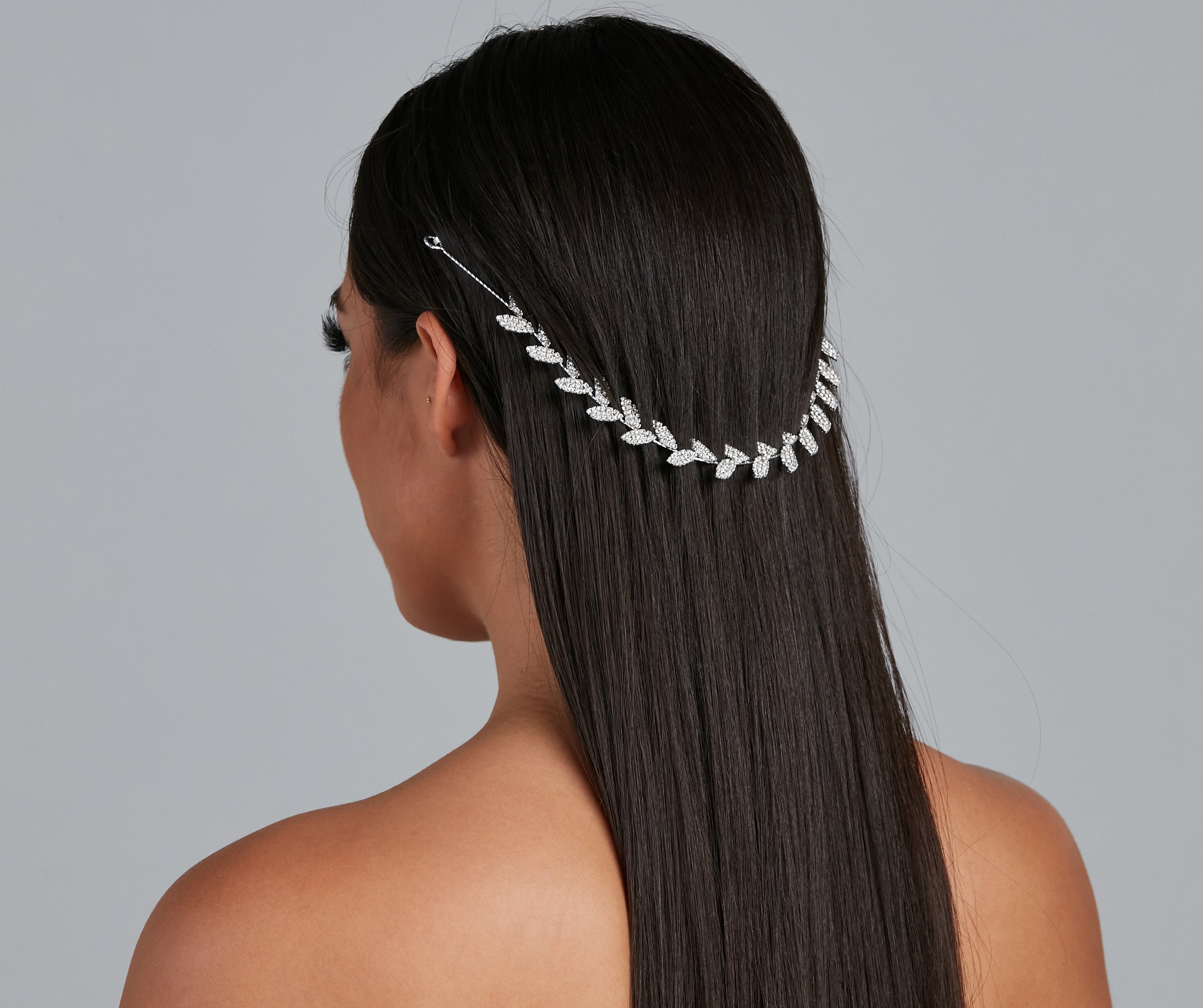 Grecian Chic Leaf Rhinestone Hair Drape