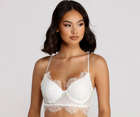 Soutien-gorge long en dentelle festonnée